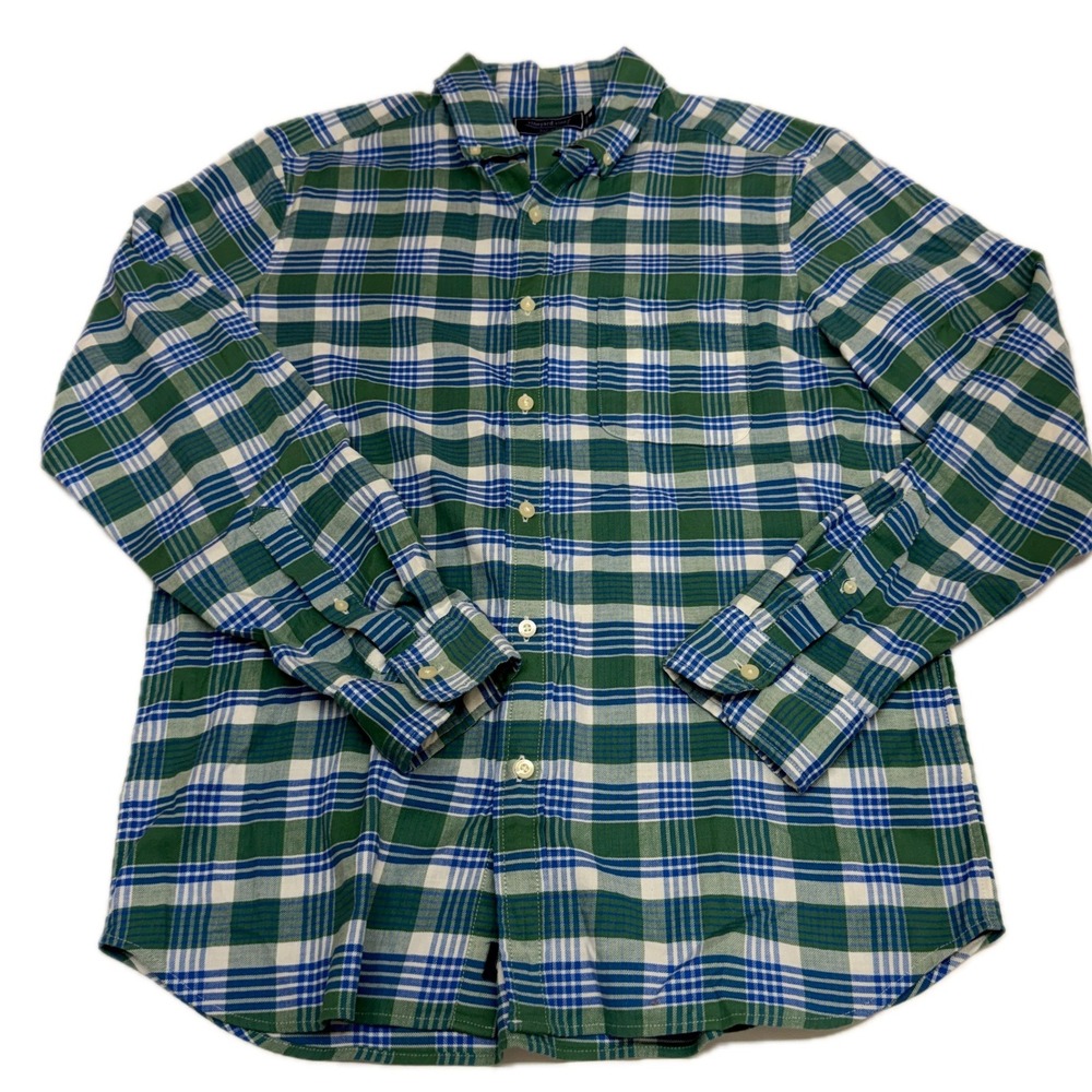 Vineyard Vines Shirt Mens Medium Green Plaid Button Up Preppy Coastal - Picture 2 of 10